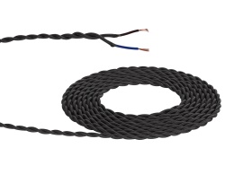 D0535  Cavo 1m Grey Braided Twisted 2 Core 0.75mm Cable
